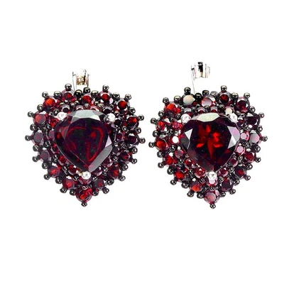 925 Sterling Silver Earrings Heart Mozambique Garnet 7mm Gemstone Jewelry - Image 1 of 4
