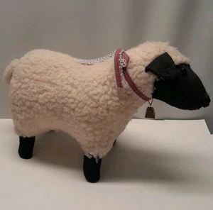 Peluche pecora/agnello grande vintage con campana in piedi 21 in - Foto 1 di 6