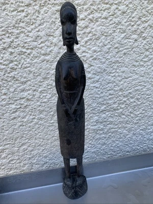 statuette Africaine En Bois 34cm - Photo 1/3
