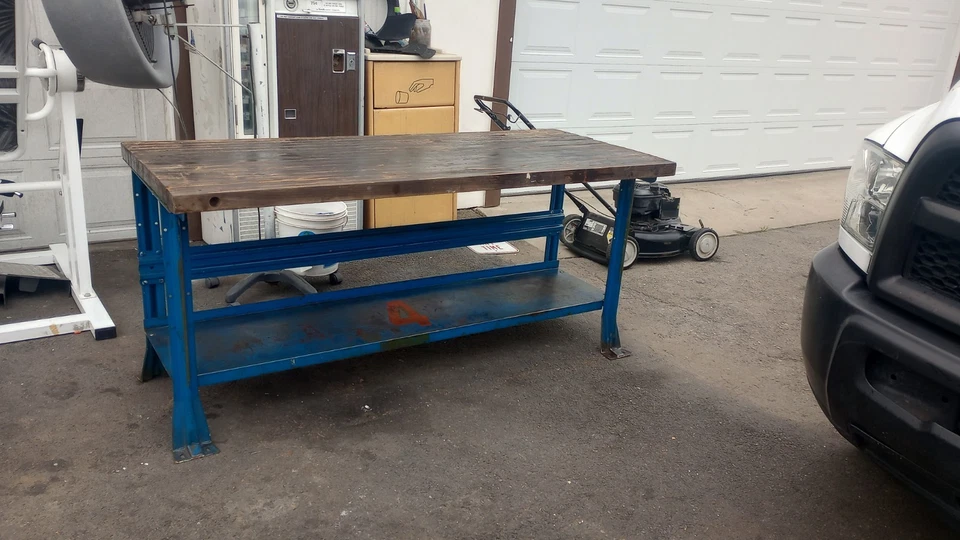 ANTIGUA MESA DE BLOQUE DE CARNICERO 6 pies 32"/34" de alto años 20 Firestone Tire And Rubber Co Foto 1 de 4