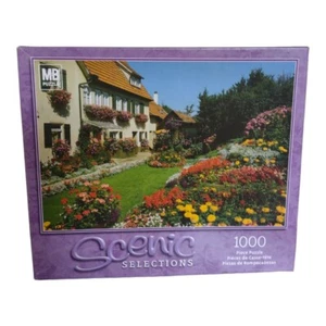 MB Puzzle Scenic Selections Home & Flower Garden Owen Germany 1000pc Puzzle New - Picture 1 of 6