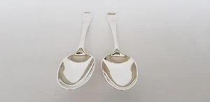 Rare Pair Of 950 Britannia Solid Silver George II Spoons William Priest 1757 - Picture 1 of 10