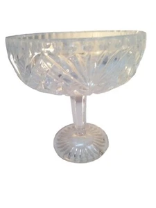 LEAD CRYSTAL? OPEN PEDESTAL CANDY BOWL BASE. 5.25" Diameter 6" Compote.     EUC  - Picture 1 of 6