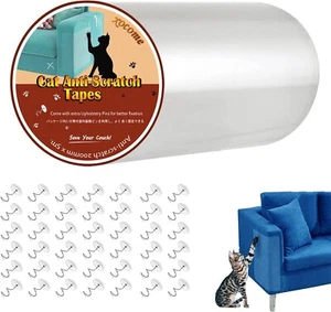 Anti-Scratch Cat Scratching Deterrent Tape, 20cm x 5m Transparent Clear Cat Scra - Picture 1 of 6