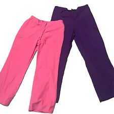 2 Pairs SB Scrubs Women's Scrub Pants Bottoms Pink & Purple Size M Elastic Waist