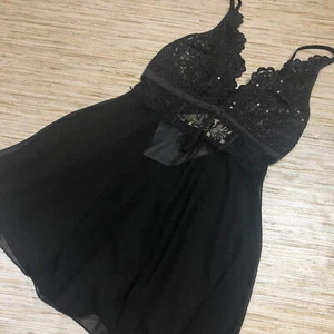 3311 Ann Summers Encaje Babydoll Lentejuelas Camisón NEGRO Talla XS Nuevo con Etiquetas - Imagen 1 de 2
