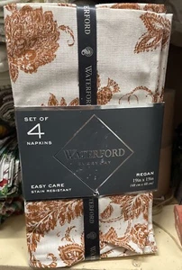 Waterford Linens REGAN Easy Care Cotton  Set of 4 Napkins  Cinnamon - NWT - Picture 1 of 2