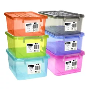 12 x 5L Colored Stackable Tubs Plastic Clip Lock Lid Storage Boxes Containers - Picture 1 of 1