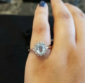 HOLSTED JEWELERS GENUINE 1 CARAT BLUE TOPAZ AND CZ RING SIZE 6 NWT - Picture 1 of 3