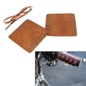 Empuñaduras de mano de 22 mm cubiertas de cuero envolturas retro protectoras para par Harley Café Racer - Imagen 1 de 6