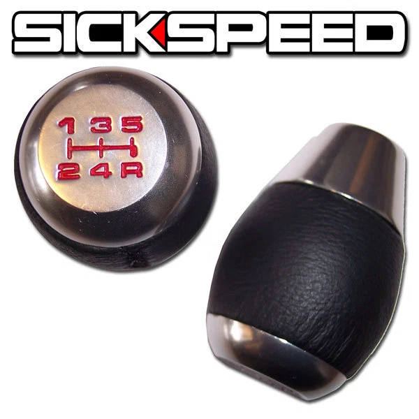 LEATHER/METAL SHIFT KNOB 5 SPEED SHORT THROW SHIFTER LEVER SELECTOR 10X1.5 S02 - Image 1 of 1