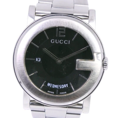 Gucci G Chrono Collection Day Date 101M Stainless Steel Quartz Black Dial Watch - Image 1 of 4