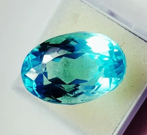 Loose Gemstone 32.86 Ct Blue Topaz Certified Huge Size Transparent Oval Cut Gem - Picture 1 of 9