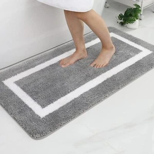 Absorbent Bath Mat Bathroom Rug Shower Pad Non-Slip Foot Carpet Soft Thick - Picture 1 of 23