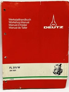 DEUTZ FL 511 / W SERIES DIESEL ENGINE FACTORY WORKSHOP MANUAL - Picture 1 of 8