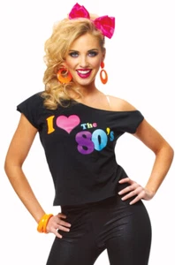 Womens I Love The 80's T-Shirt Halloween Costume - Picture 1 of 1