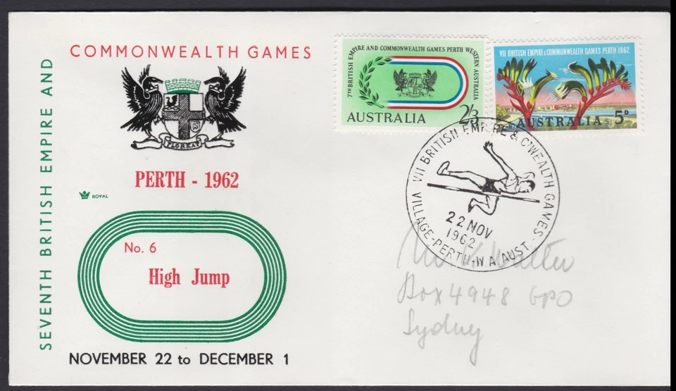 SPORT 1962 Perth Commonwealth Games Australia Set Cubierta Real - Salto Alto Foto 1 de 1