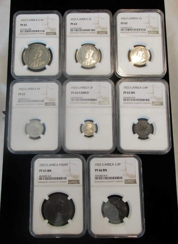 SOUTH AFRICA 1923 8 COIN SILVER PROOF SET ALL NGC PF 62-66 & PF 64 CAMEO #T3748 Cover