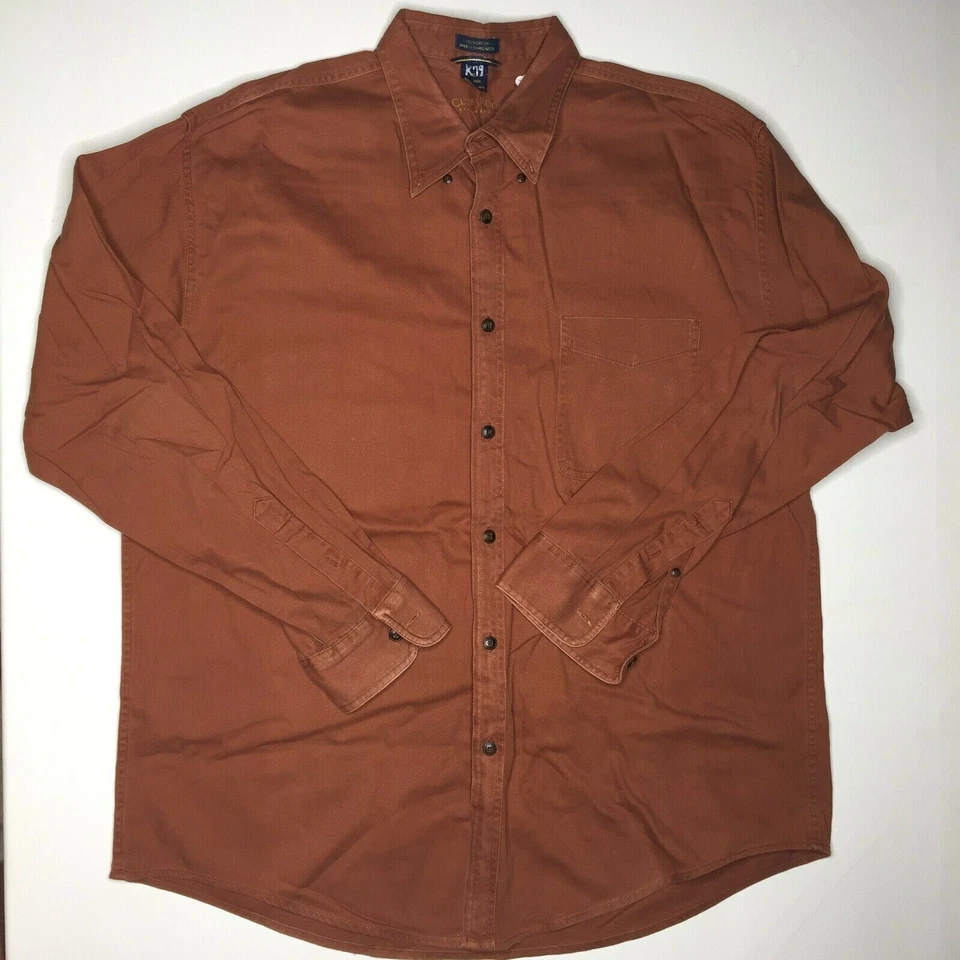 Charter Club Room Mens Button Up Long Sleeved Shirt Tomato Red Size XL - Image 1 of 4