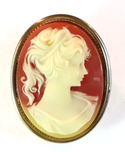 Kamee Medaillon Brosche mit Halskette Schleife - 1 3/4 cm groß - Bild 1 von 7