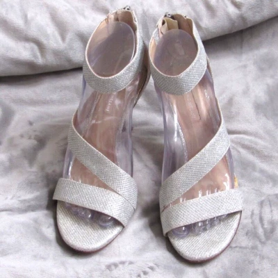 Antonio Melani Sandals Heels 8M Pumps Shoes Cross Strap Stiletto Silver Open Toe - Image 1 of 4