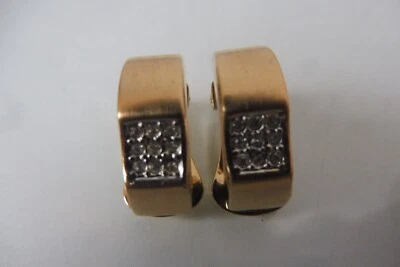 Pierre Lang Ohrringe ,  schöne PL - Ohr-Clips ,  vergoldet mit Stein - Bild 1 von 4