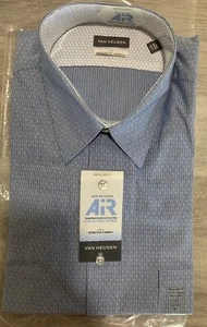 Van Heusen Men's Dress Shirt Air Regular-Fit Stretch Stripe Midnight Blue 17.5. - Picture 1 of 3