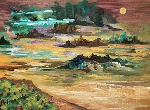 ORIGINAL ACEO ATC OLD WEST TEXAS USA 1800's LANDSCAPE PAINTING OOAK ART LYOUNG - Picture 1 of 1