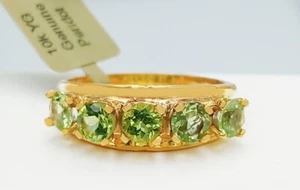 GENUINE 1.52 Cts PERIDOT HALF ETERNITY RING 10K SOLID GOLD - Free Appraisal - Picture 1 of 9