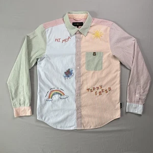 Teddy Fresh Shirt Mens Small Embroidered Striped Button Up Artist Hila Klein - Picture 1 of 20