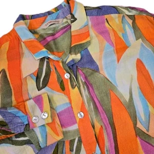 Soft Surroundings Peregrine Gaze Shirt Gr. M Abstrakt Artsy Boho Palm Beach - Bild 1 von 8