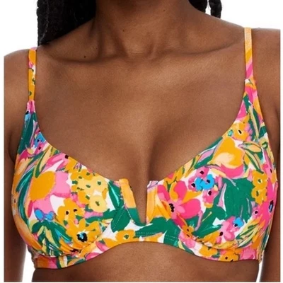 NWT Anne Cole Sunshine Floral Bikini Top Underwire V-Wire Support X-Large - Image 1 of 4