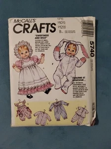 McCalls 5740 Baby Doll Clothes and Bunny Suit Pattern Size 14" To 22" FF - Picture 1 of 3