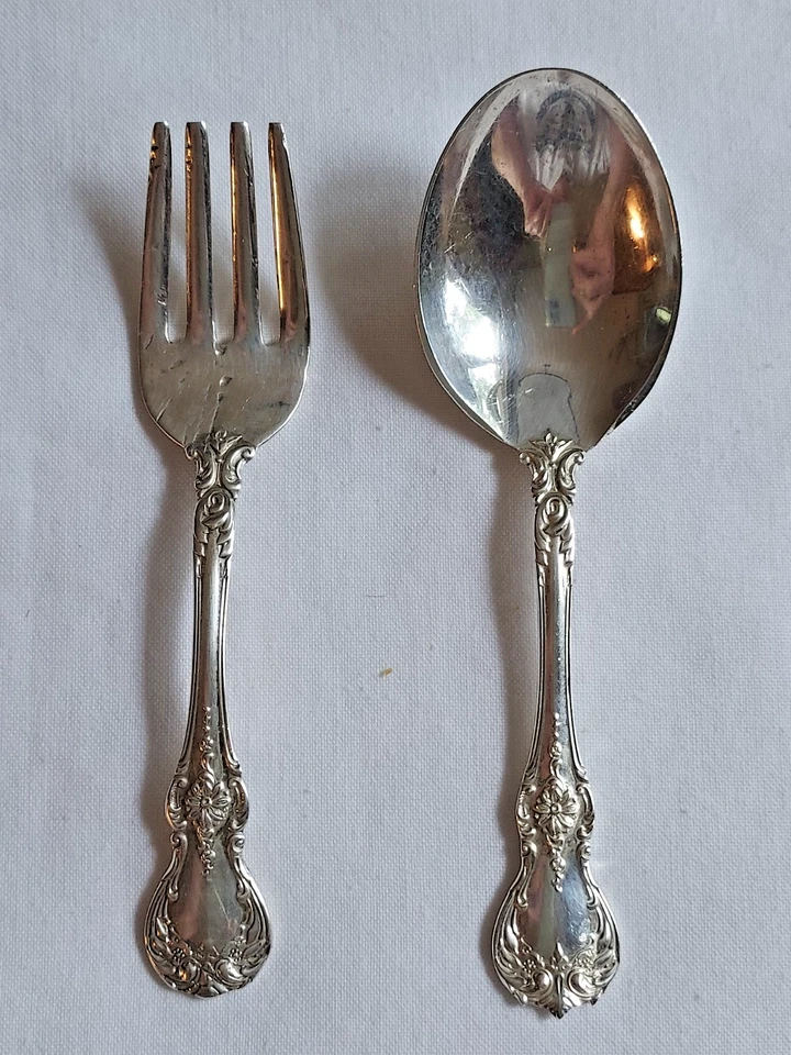 Juego de tenedor y cuchara para bebé Towle Old Master de plata esterlina 4 1/4" ~ 36,54 g Foto 1 de 4