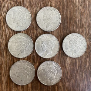 NICE! 1922 S (2) PEACE SILVER DOLLAR LOT OF 7 - BETTER GRADES. A - Picture 1 of 6