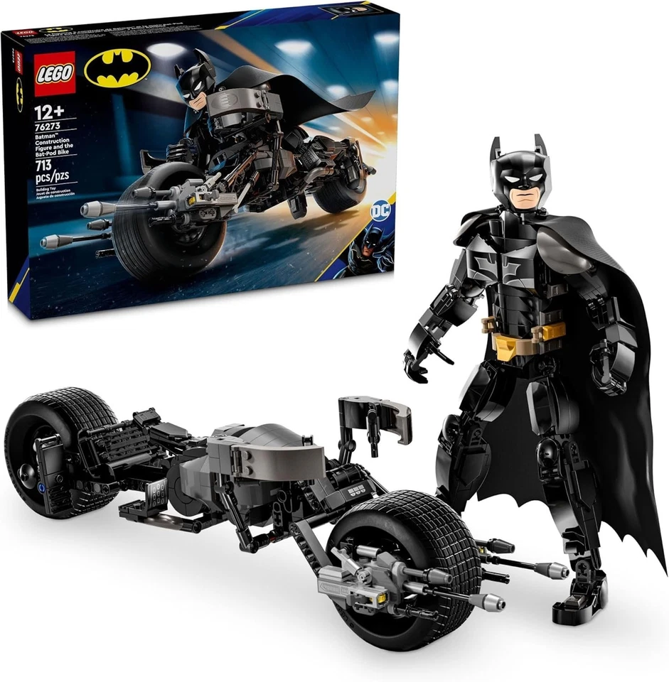 LEGO 76273 - Super Heroes: Figura de construcción de Batman y la bicicleta Bat-Pod (713 Foto 1 de 3