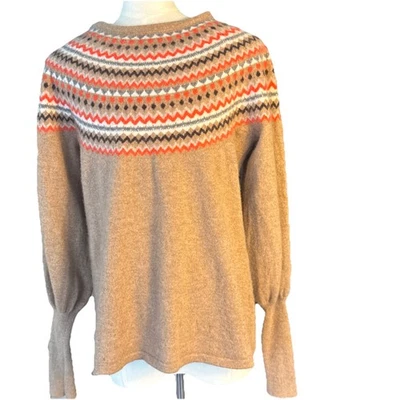 Suéter Charter Club Lux 100 % cachemir patrón de yugo para mujer talla M manga globo Foto 1 de 4