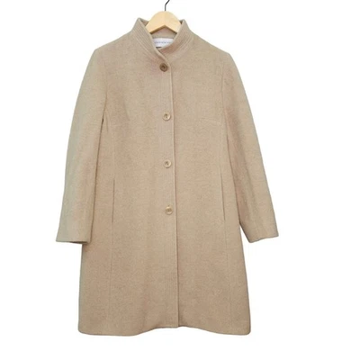 VTG Jones New York Trench Coat Womens 10 Wool Mohair Preppy Minimalist Old Money - Image 1 of 4