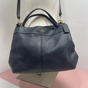 Coach Lexy Shoulder Crossbody Bag Navy Blue Pebbled Leather Gold Hardware F23537 - Picture 1 of 12