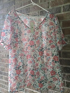 NWT Womens Floral, Colorful Knit Blouse. Size 2X. - Picture 1 of 11