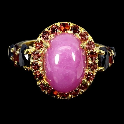 925 Sterling Silver Ring Oval Ruby 13x9mm Sapphire Gemstone Jewelry Size 7 - Image 1 of 4