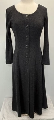 Vtg All That Jazz Midi Dress 7 8 Juniors Grey Button Front Prairie USA 90s Y2K - Image 1 of 4