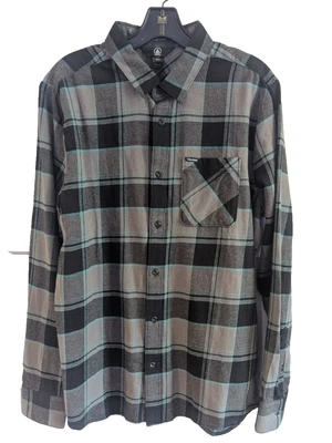 Volcom Caden Flannel Mens Large Long Sleeve Button Down Shirt Surf Skate Beach - Image 1 of 4