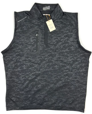 Chaleco Peter Millar Para Hombres 1/4 Cremallera Negro Forja Camuflaje Rendimiento Talla Grande Corona Deporte Foto 1 de 4