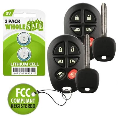 2 Replacement For 2004 2005 2006 2007 2008 2009 2010 Toyota Sienna Key + Control Foto 1 de 4