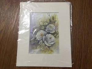 2013 White Roses Hand Painted by Petrides  Matted - Picture 1 of 3