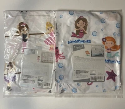 NUEVO Paquete de 2 sábanas ajustadas para cuna bailarina sirena para niños de todos los días Foto 1 de 4