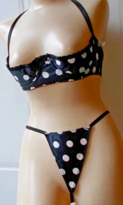 Empire Intimates size 34 NIP Shelf Bra Half  Cup white/BK PLUS THONG hi quality  - Image 1 of 4