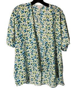 Lula Roe Jacket Size 3 Green Multi Kids Open Front Jacket Short Sleeves - Picture 1 of 12