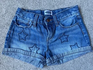 Old Navy Girls Shorts Size 10 Jean Shorts Stars Pockets - Picture 1 of 4
